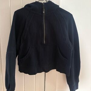 Lululemon Cropped Scuba Half Zip Hoodie in True Navy